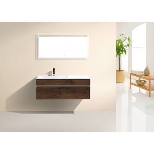 Fitto 48" Rose Wood Wall Mount Modern Bathroom Vanity - Single Sink