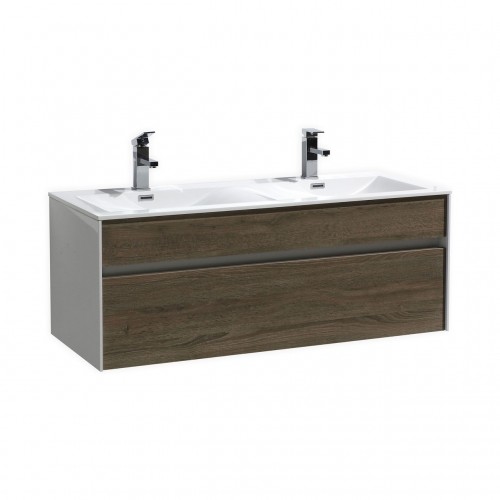 Fitto 48" Havana Oak Wall Mount Modern Bathroom Vanity - Double Sink