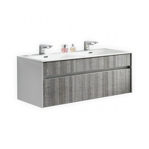 Fitto 48" Ash Gray Wall Mount Modern Bathroom Vanity - Double Sink