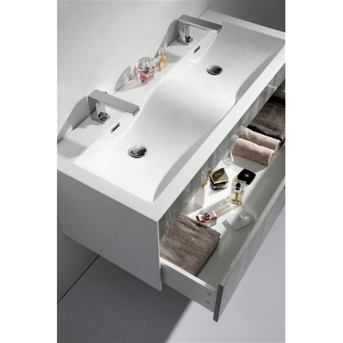 Fitto 48" Ash Gray Wall Mount Modern Bathroom Vanity - Double Sink