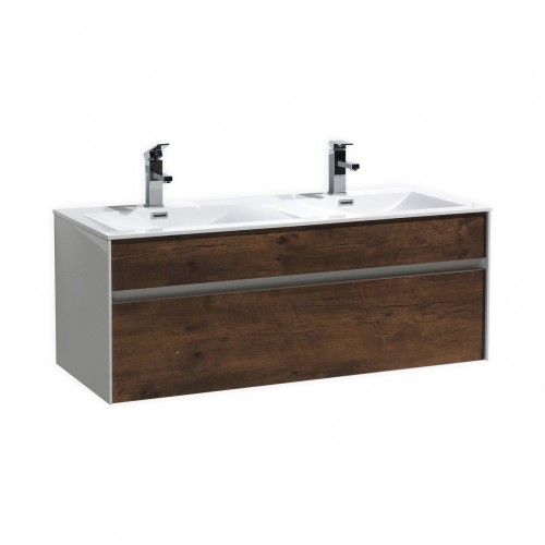 Fitto 48" Rose Wood Wall Mount Modern Bathroom Vanity - Double Sink