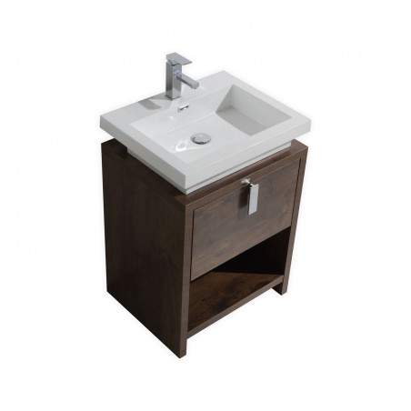 Levi 24" Rose Wood Modern Bathroom Vanity w/ Cubby Hole