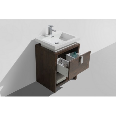 Levi 24" Rose Wood Modern Bathroom Vanity w/ Cubby Hole