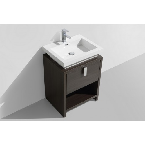 Levi 24" Gray Oak Modern Bathroom Vanity w/ Cubby Hole