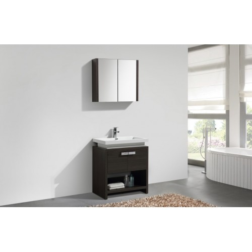 Levi 30" Gray Oak Modern Bathroom Vanity w/ Cubby Hole