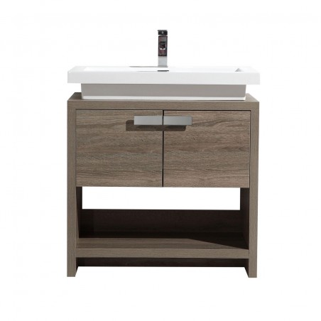 Levi 30" Havana Oak Modern Bathroom Vanity w/ Cubby Hole