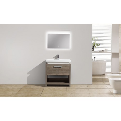 Levi 30" Havana Oak Modern Bathroom Vanity w/ Cubby Hole