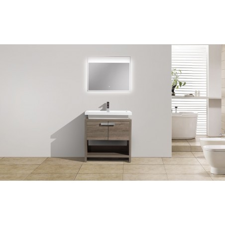 Levi 30" Havana Oak Modern Bathroom Vanity w/ Cubby Hole