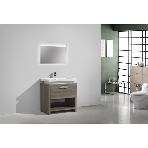 Levi 30" Havana Oak Modern Bathroom Vanity w/ Cubby Hole