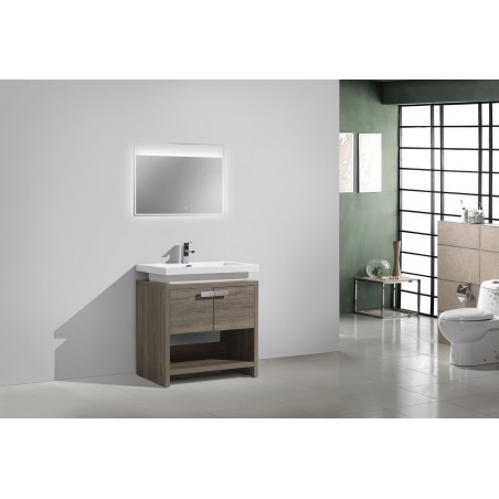 Levi 30" Havana Oak Modern Bathroom Vanity w/ Cubby Hole