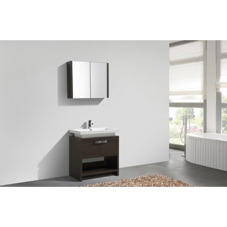 Levi 32" Gray Oak Modern Bathroom Vanity w/ Cubby Hole