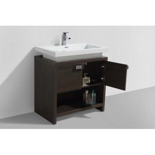 Levi 32" Gray Oak Modern Bathroom Vanity w/ Cubby Hole