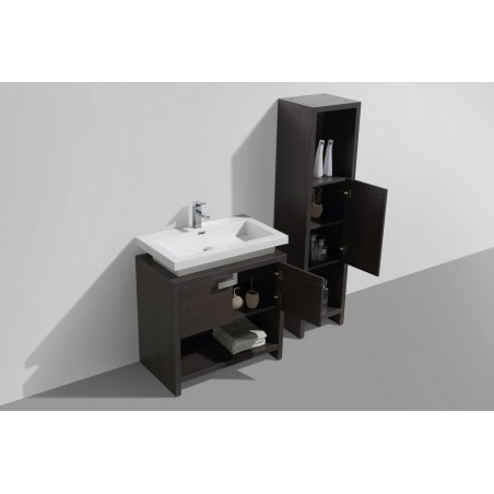 Levi 32" Dark Gray Oak Modern Bathroom Vanity w/ Cubby Hole