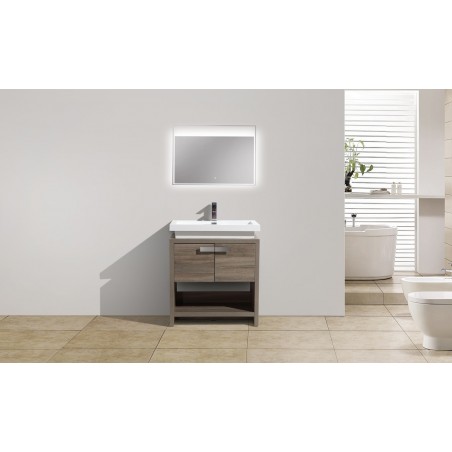 Levi 32" Havana Oak Modern Bathroom Vanity w/ Cubby Hole