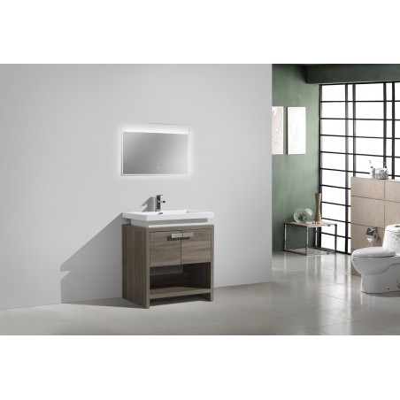 Levi 32" Havana Oak Modern Bathroom Vanity w/ Cubby Hole