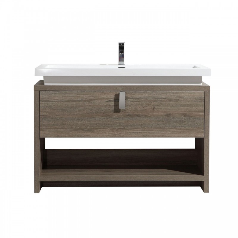 Levi 40" Havana Oak Modern Bathroom Vanity w/ Cubby Hole