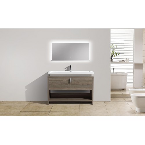 Levi 40" Havana Oak Modern Bathroom Vanity w/ Cubby Hole