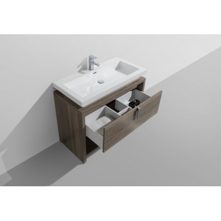 Levi 40" Havana Oak Modern Bathroom Vanity w/ Cubby Hole