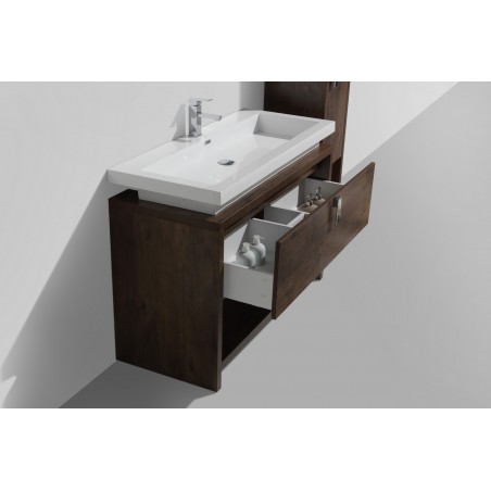 Levi 48" Rose Wood Modern Bathroom Vanity w/ Cubby Hole