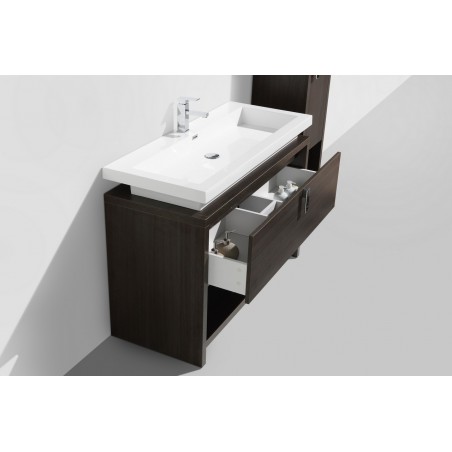 Levi 48" Gray Oak Modern Bathroom Vanity w/ Cubby Hole
