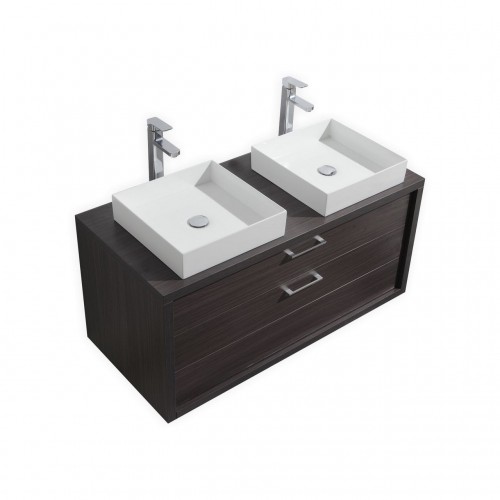 Tucci 48" Dark Gray Oak Double Sink Modern Bathroom Vanity by Kube Bath
