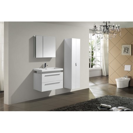 Kube 32" High Gloss White Wall Mount Modern Bathroom Vanity w/ Vessel Sink