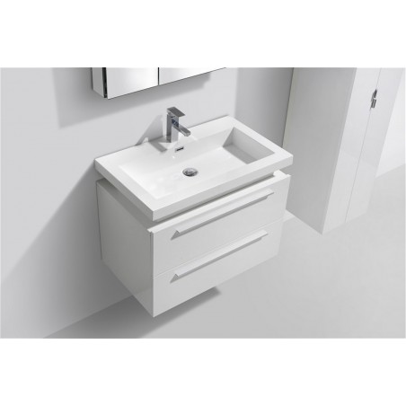 Kube 32" High Gloss White Wall Mount Modern Bathroom Vanity w/ Vessel Sink