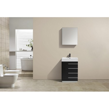 Kube 24" Black Modern Bathroom Vanity with Four Drawers