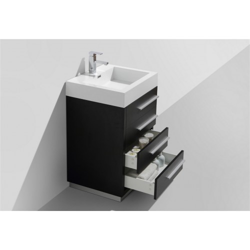 Kube 24" Black Modern Bathroom Vanity with Four Drawers