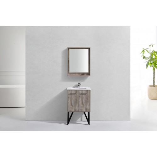 Bosco 24" Modern Bathroom Vanity w/ Quartz Countertop and Matching Mirror