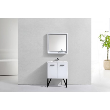 Bosco 30" Modern Bathroom Vanity w/ Quartz Countertop and Matching Mirror