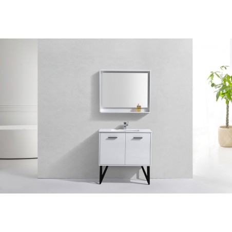 Bosco 36" Modern Bathroom Vanity w/ Quartz Countertop and Matching Mirror