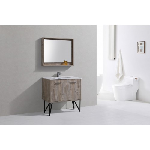 Bosco 36" Modern Bathroom Vanity w/ Quartz Countertop and Matching Mirror