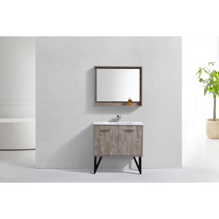 Bosco 36" Modern Bathroom Vanity w/ Quartz Countertop and Matching Mirror