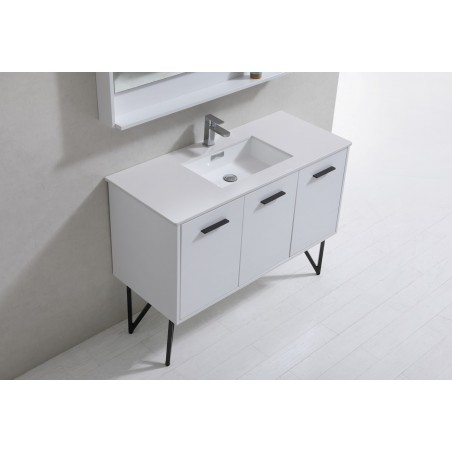 Bosco 48" Modern Bathroom Vanity w/ Quartz Countertop and Matching Mirror