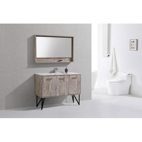 Bosco 48" Modern Bathroom Vanity w/ Quartz Countertop and Matching Mirror
