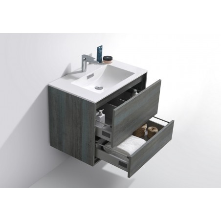 DeLusso 30" Ocean Gray Wall Mount Modern Bathroom Vanity