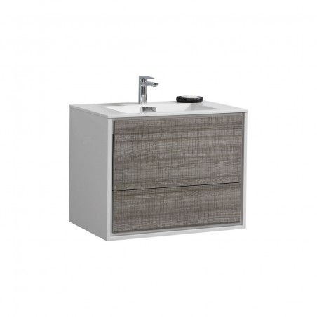 DeLusso 30"  Ash Gray Wall Mount Modern Bathroom Vanity