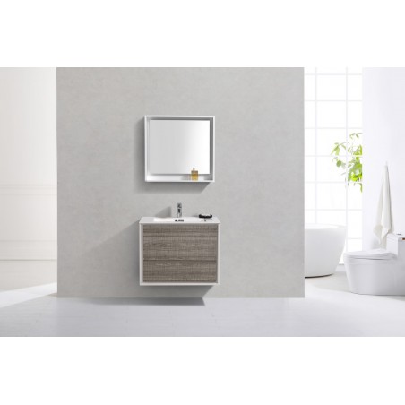 DeLusso 30"  Ash Gray Wall Mount Modern Bathroom Vanity