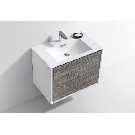 DeLusso 30"  Ash Gray Wall Mount Modern Bathroom Vanity