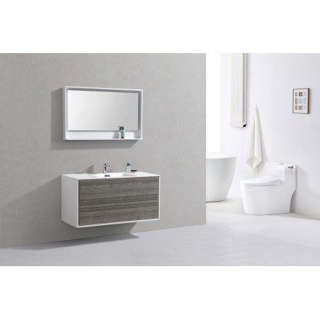 DeLusso 48" Single Sink  Ash Gray Wall Mount Modern Bathroom Vanity