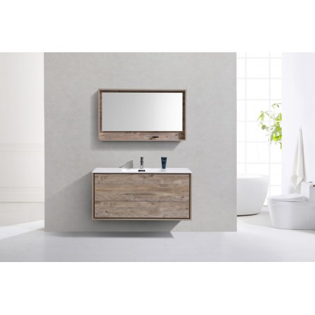 DeLusso 48" Single Sink Nature Wood Wall Mount Modern Bathroom Vanity
