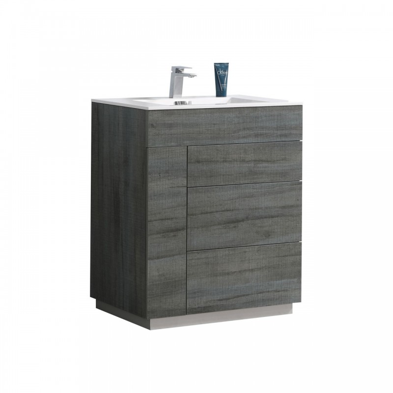 Milano 30" Ocean Gray Wall Mount Modern Bathroom Vanity