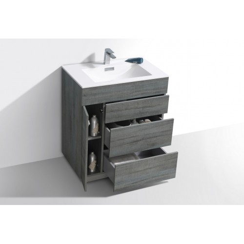 Milano 30" Ocean Gray Wall Mount Modern Bathroom Vanity