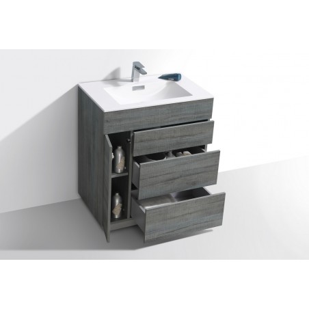 Milano 30" Ocean Gray Wall Mount Modern Bathroom Vanity