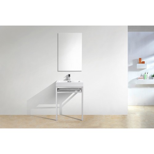 Haus 24" Stainless Steel Console w/ White Acrylic Sink - Chrome