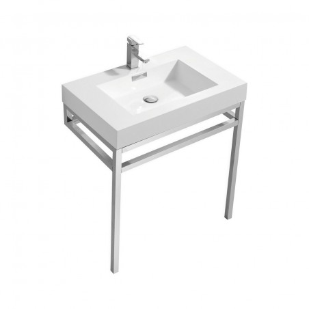 Haus 30" Stainless Steel Console w/ White Acrylic Sink - Chrome