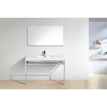 Haus 48" Stainless Steel Console w/ White Acrylic Sink - Chrome