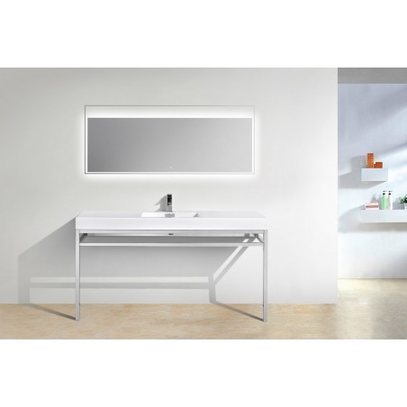 Haus 60" Single Sink Stainless Steel Console w/ White Acrylic Sink - Chrome
