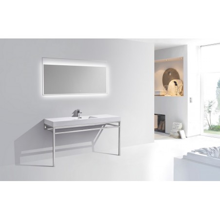 Haus 60" Single Sink Stainless Steel Console w/ White Acrylic Sink - Chrome